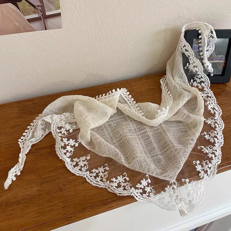Photography Triangle - Modna Koronkowa Trójkątna Chustka na Głowę