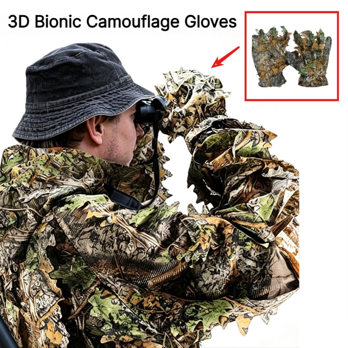 Photography Gear - Rękawice myśliwskie 3D z kamuflażem liściastym,