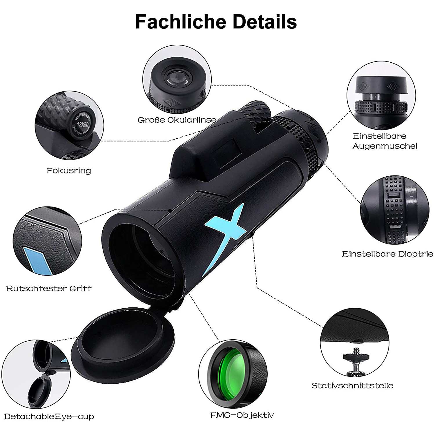 Miniaturowe teleskopy 12x50 o  – Photography High Angle recenzja i cena